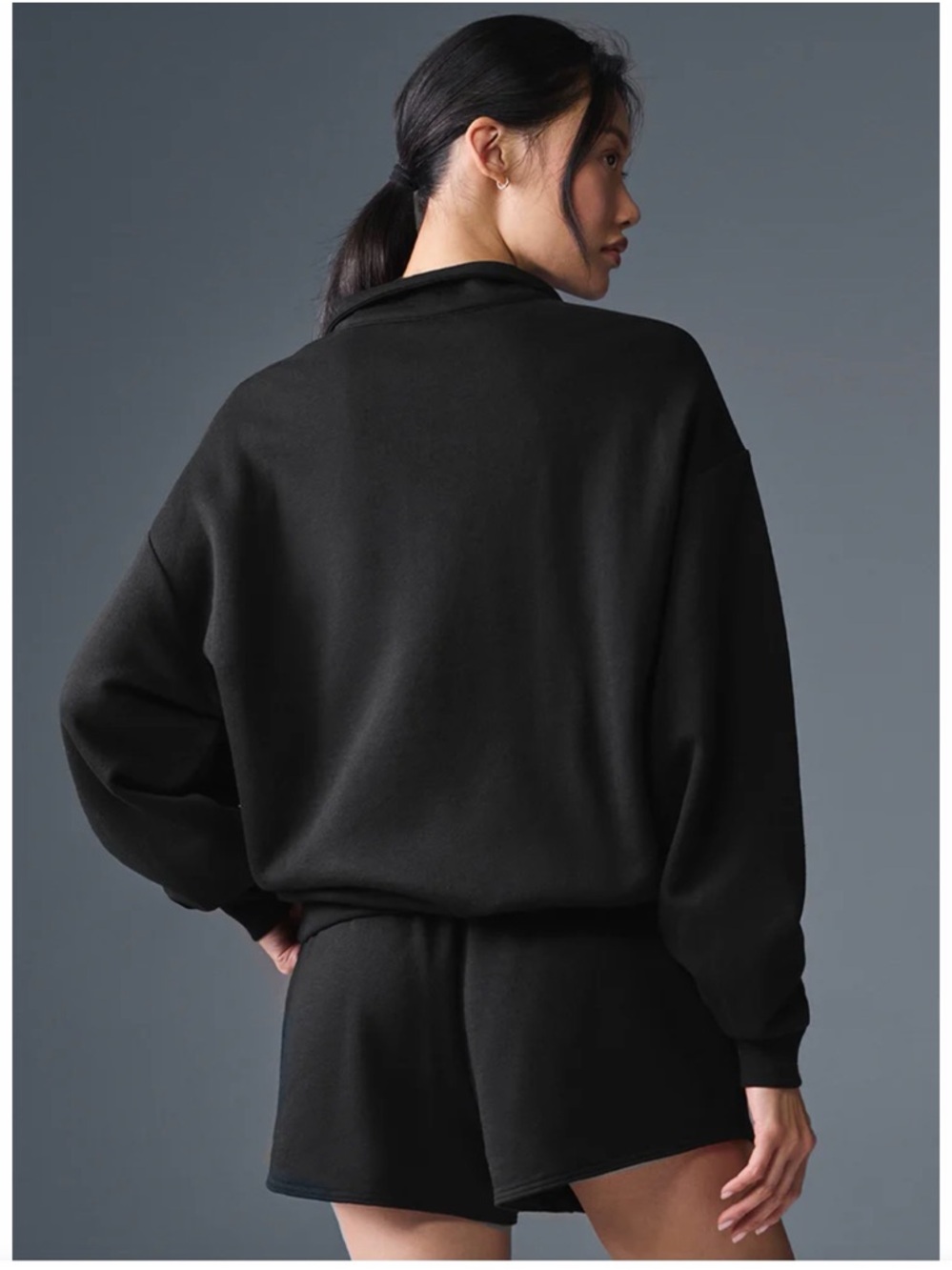 ALO Yoga Black Half-Zip Pullover Sweatshirt - Picture 3 of 9